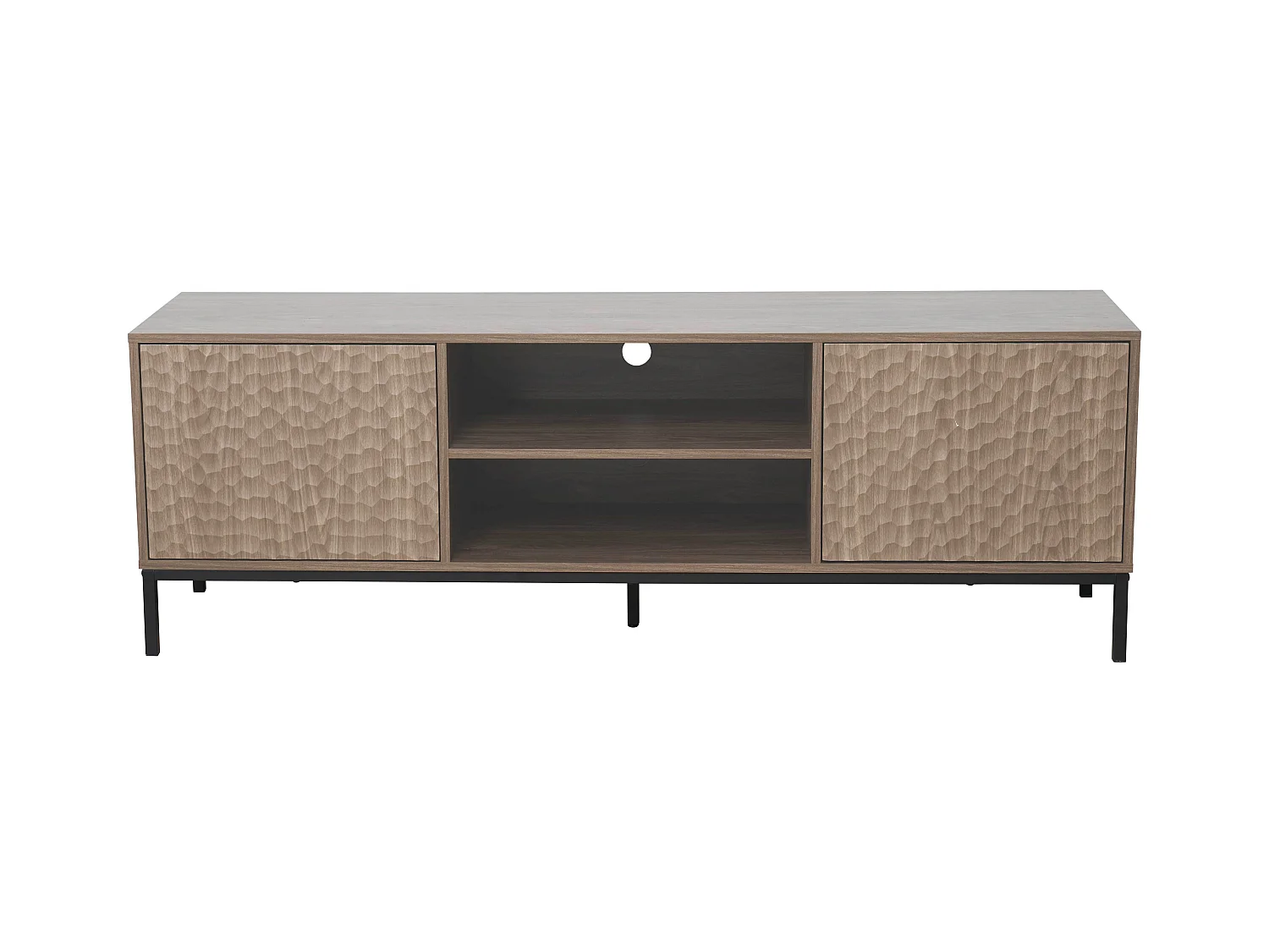 Rechthoekige tv-kast met 2 deuren, L160 cm, donker hout