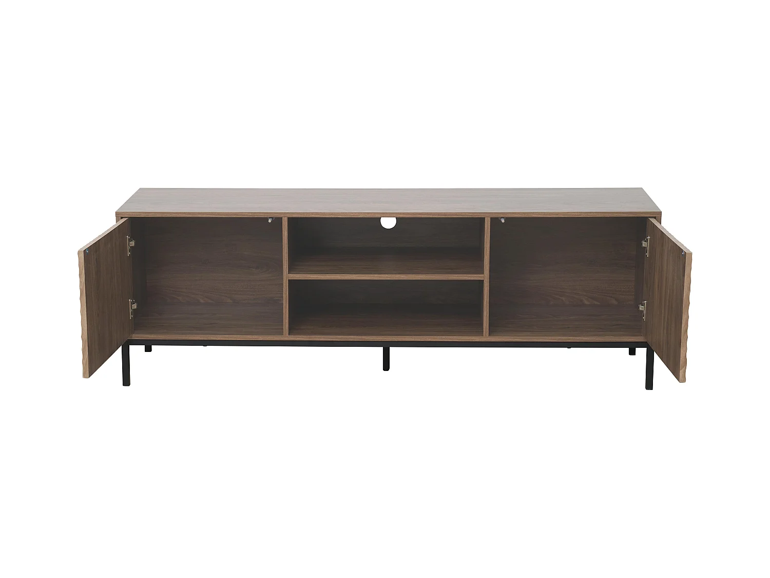 Meuble TV rectangulaire 2 portes L160 cm bois foncé