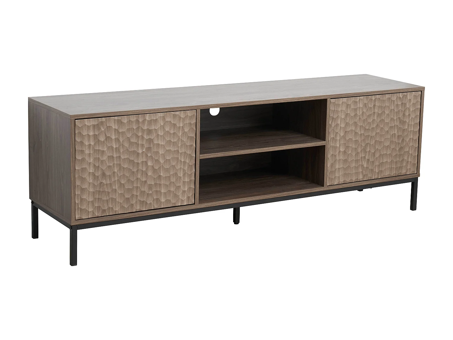 Meuble TV rectangulaire 2 portes L160 cm bois foncé