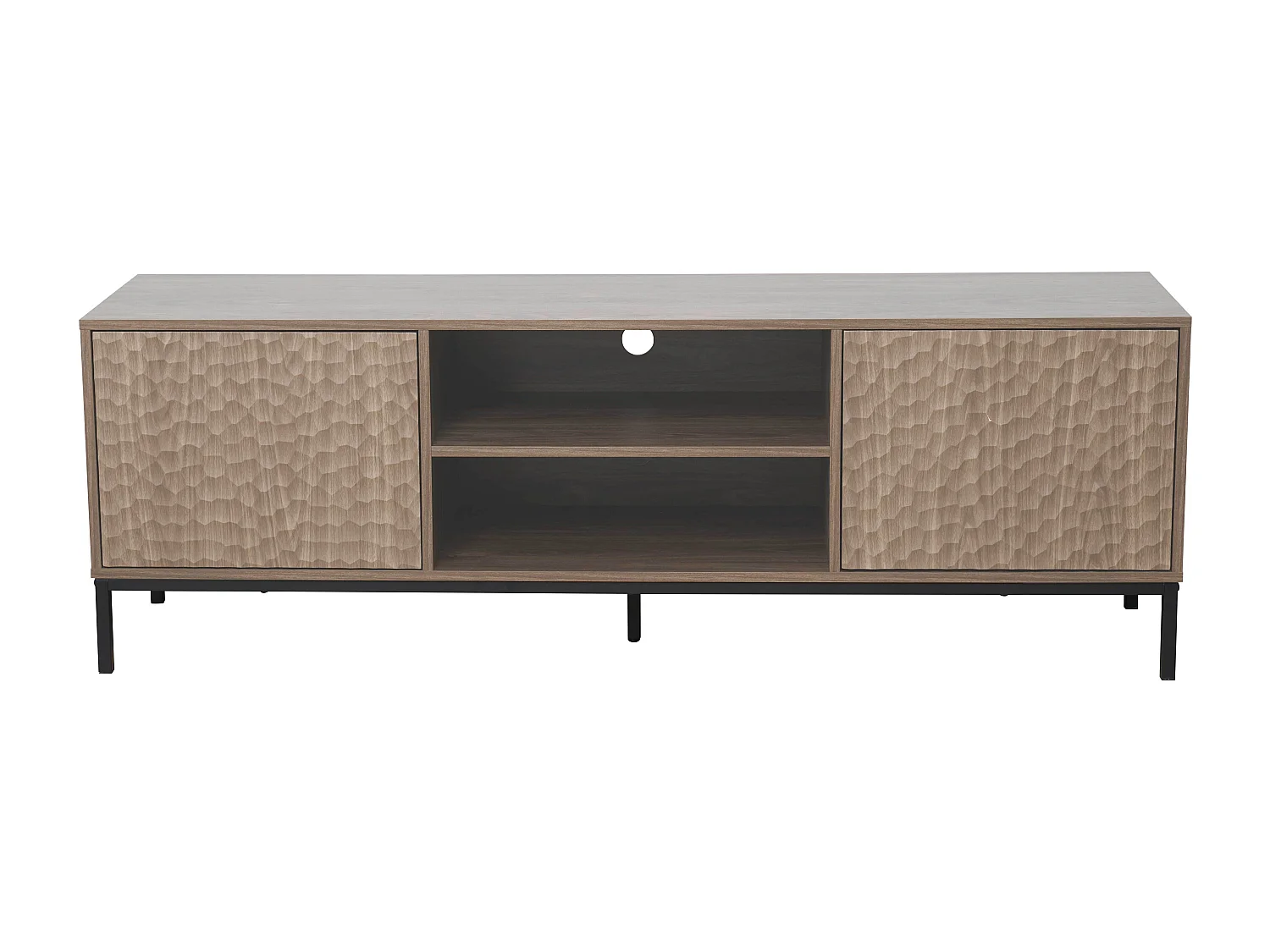 Meuble TV rectangulaire 2 portes L160 cm bois foncé