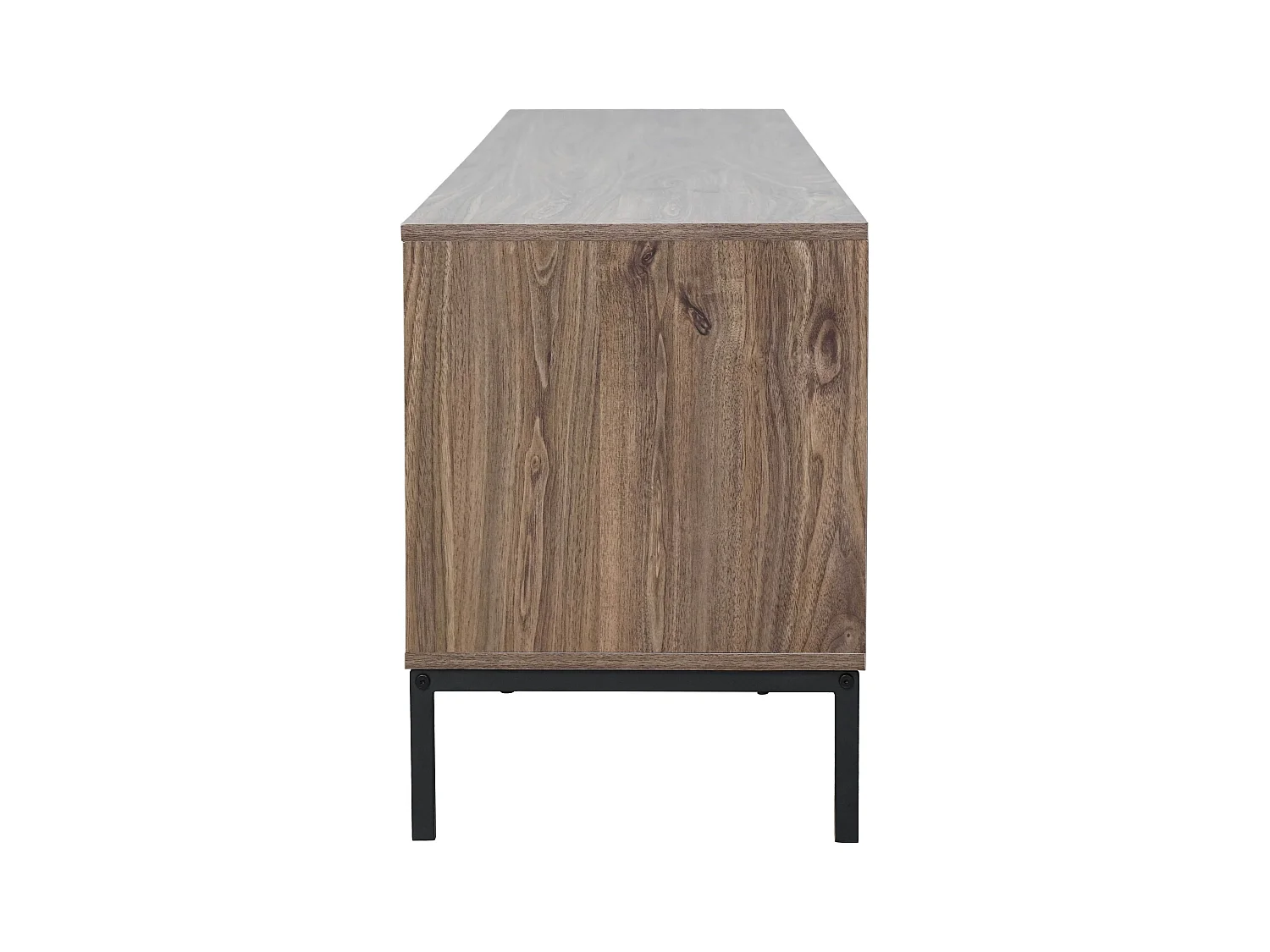 Meuble TV rectangulaire 2 portes L200 cm bois foncé