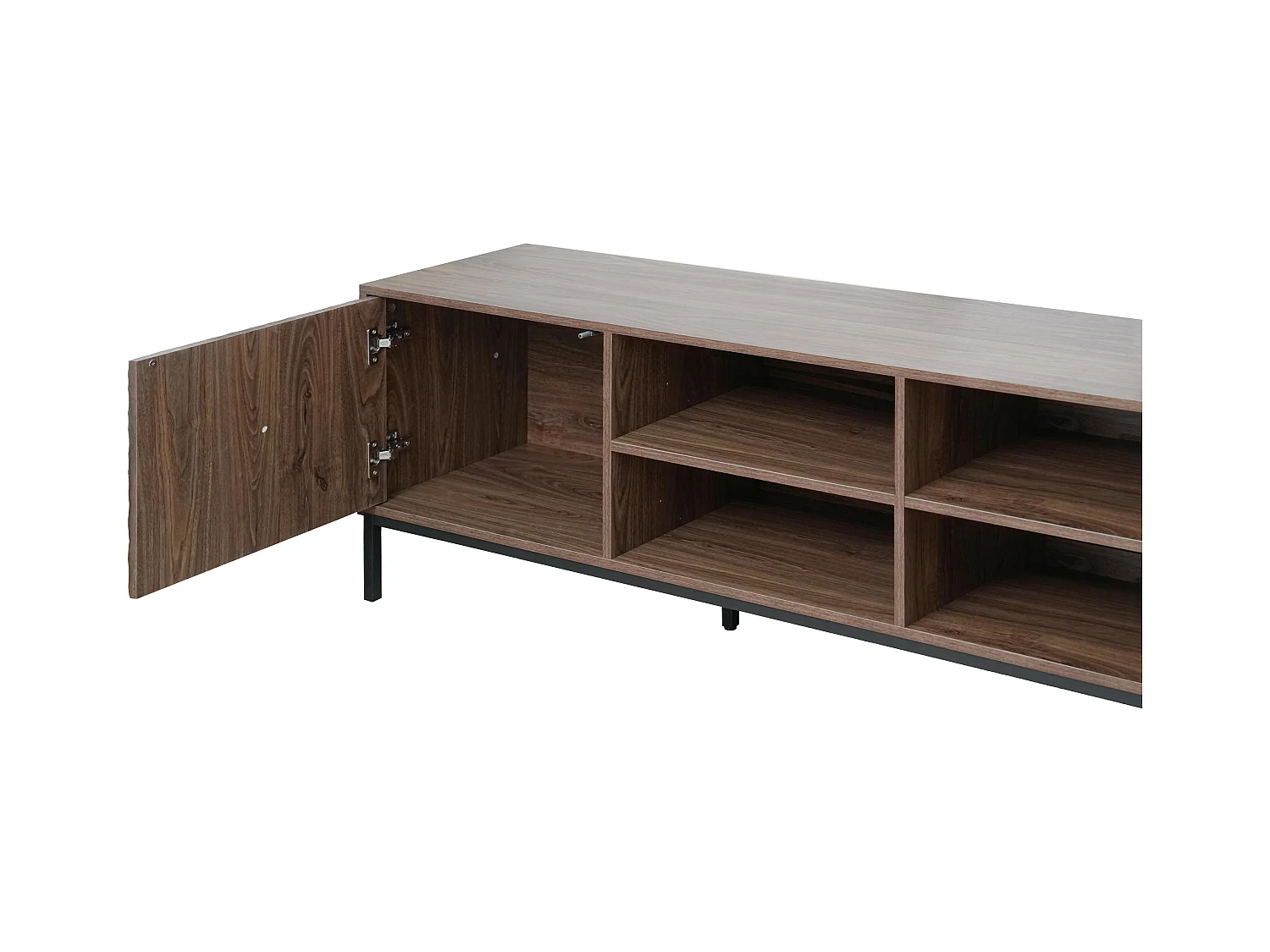 Meuble TV rectangulaire 2 portes L200 cm bois foncé