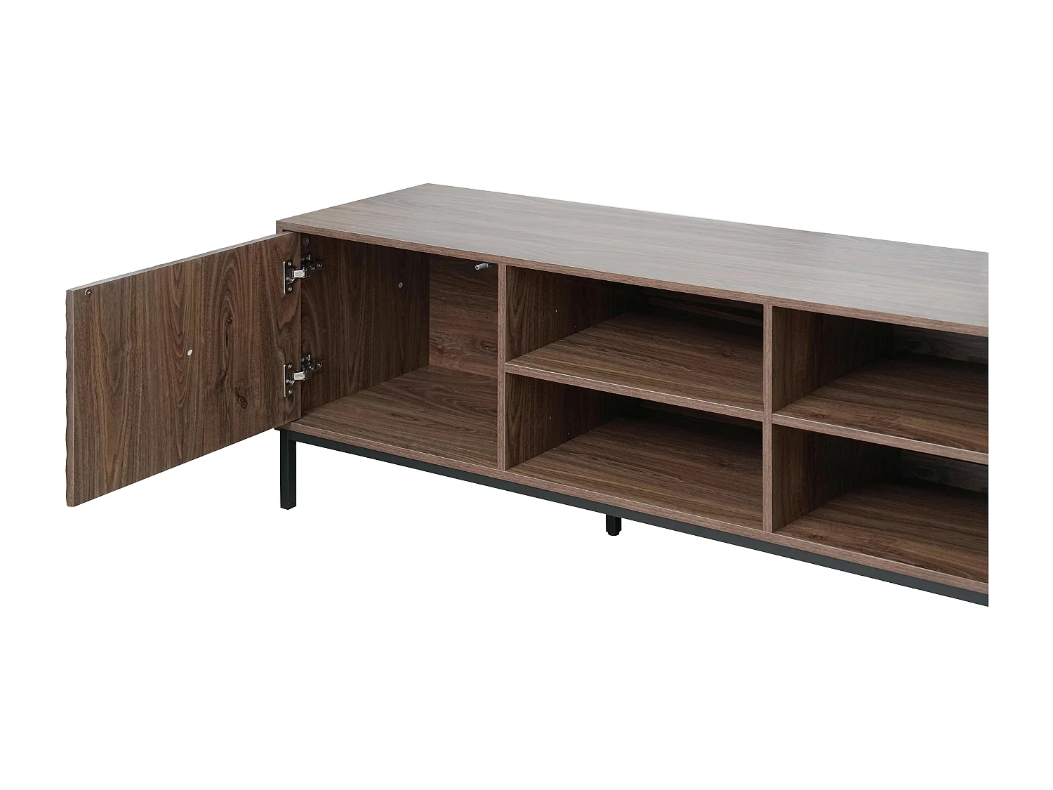 Meuble TV rectangulaire 2 portes L200 cm bois foncé