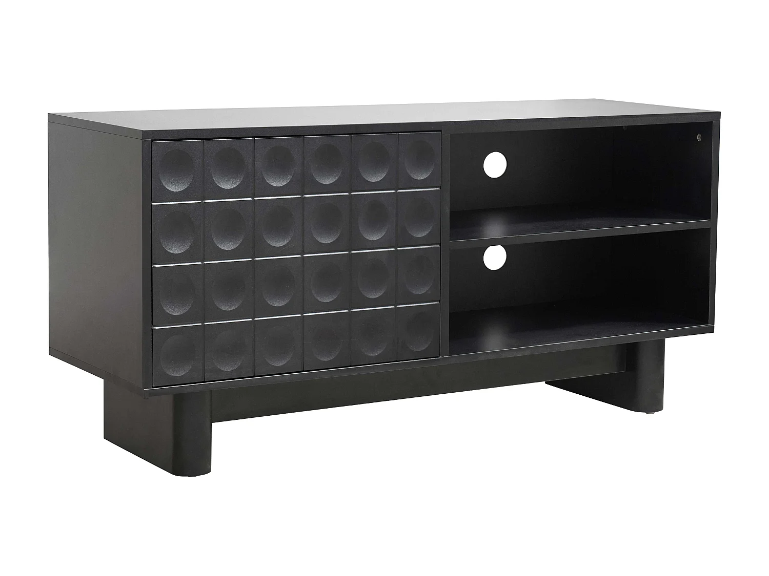 Meuble TV rectangulaire 1 porte L120 cm noir