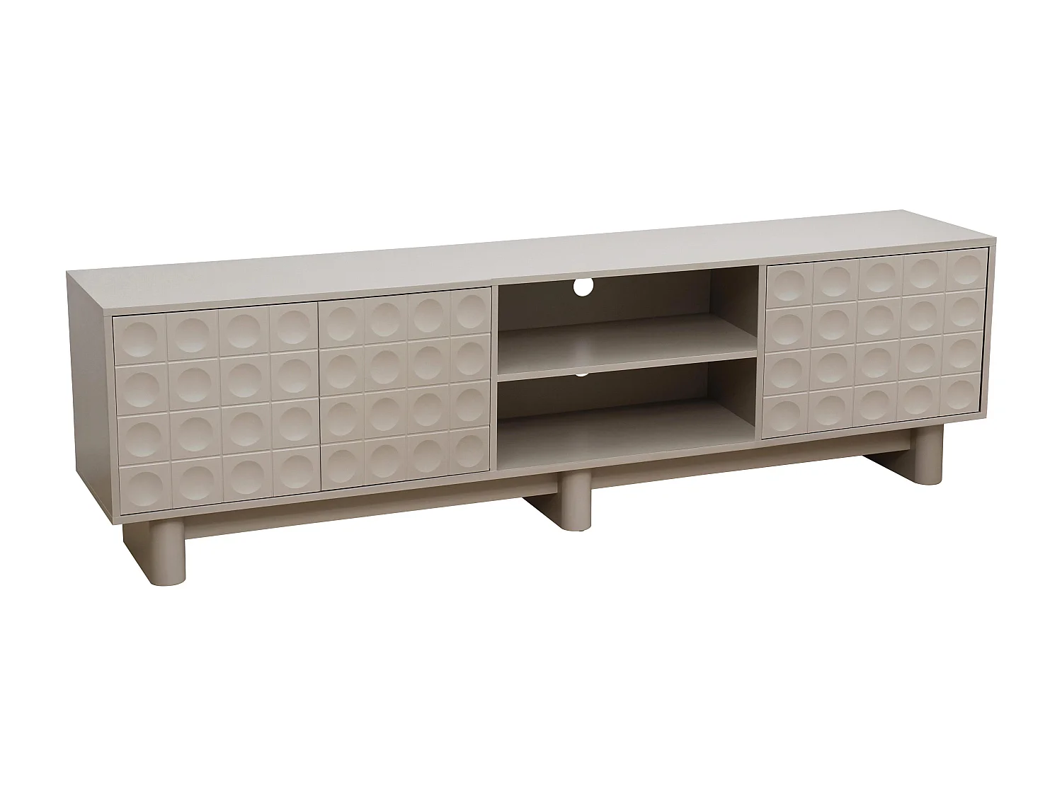 Meuble TV rectangulaire 3 portes L200 cm beige