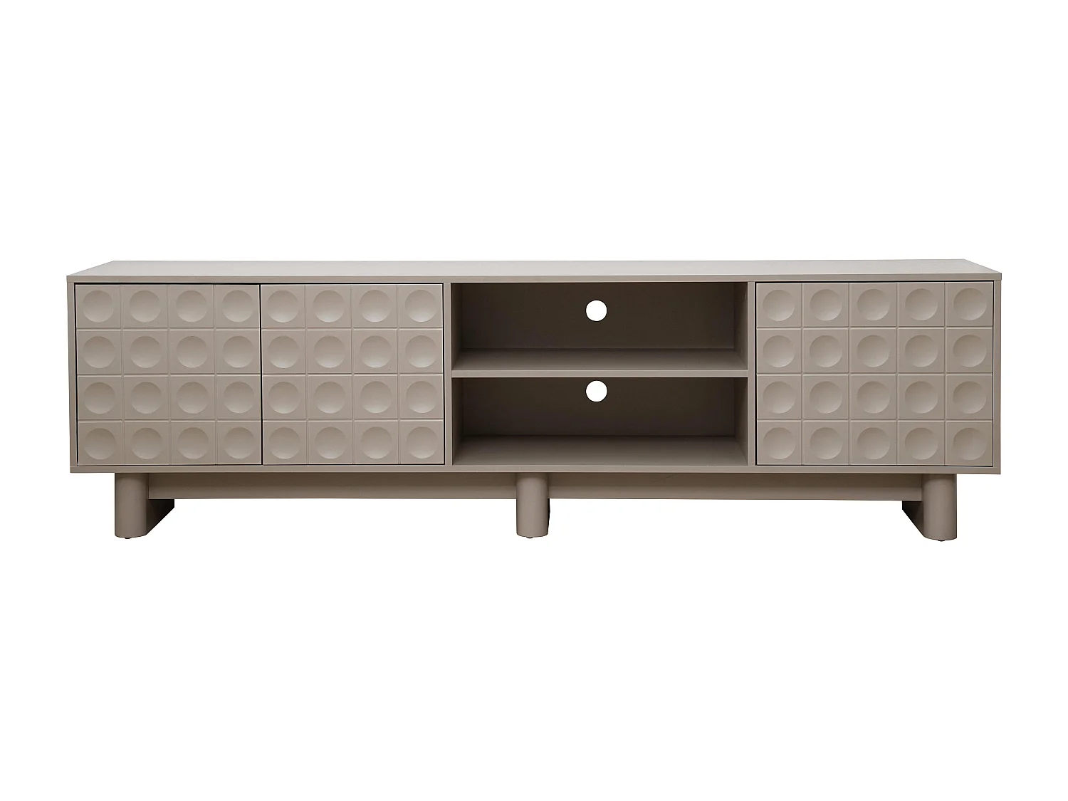 Meuble TV rectangulaire 3 portes L200 cm beige