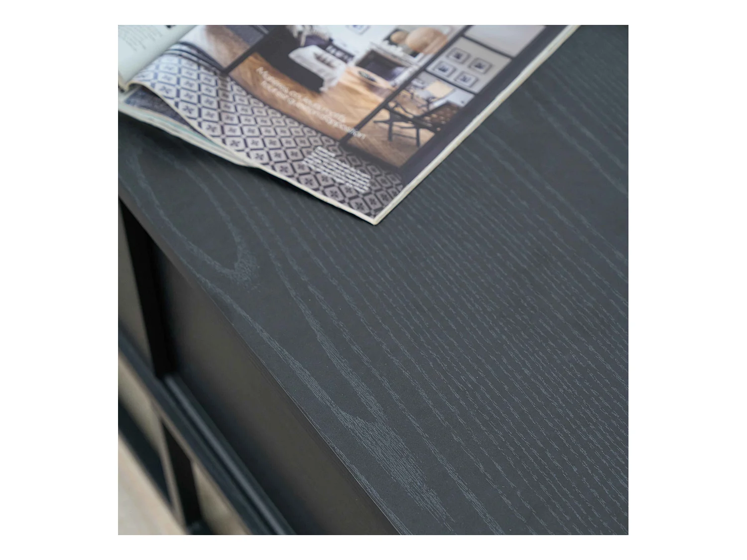 Meuble TV 2 portes rectangulaire L140 cm noir