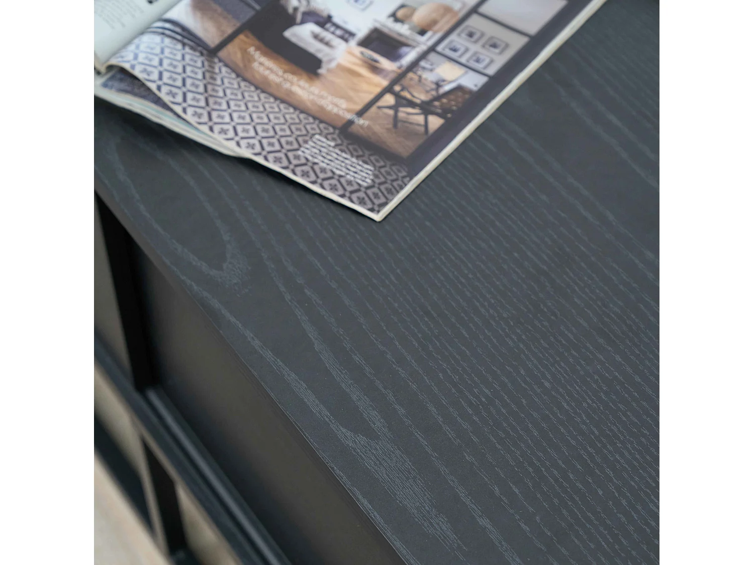 Meuble TV 2 portes rectangulaire L140 cm noir