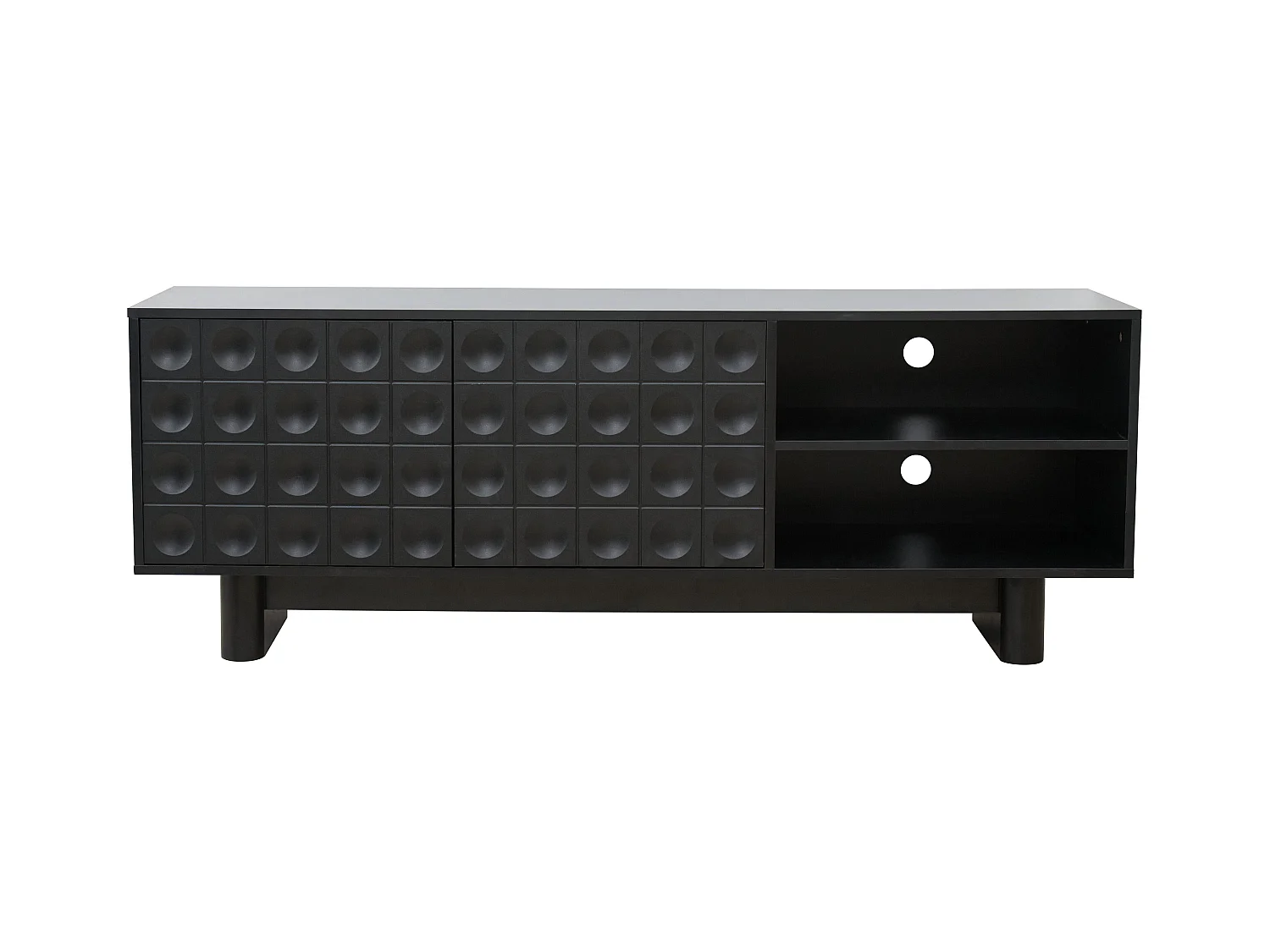 Meuble TV rectangulaire 2 portes L160 cm noir