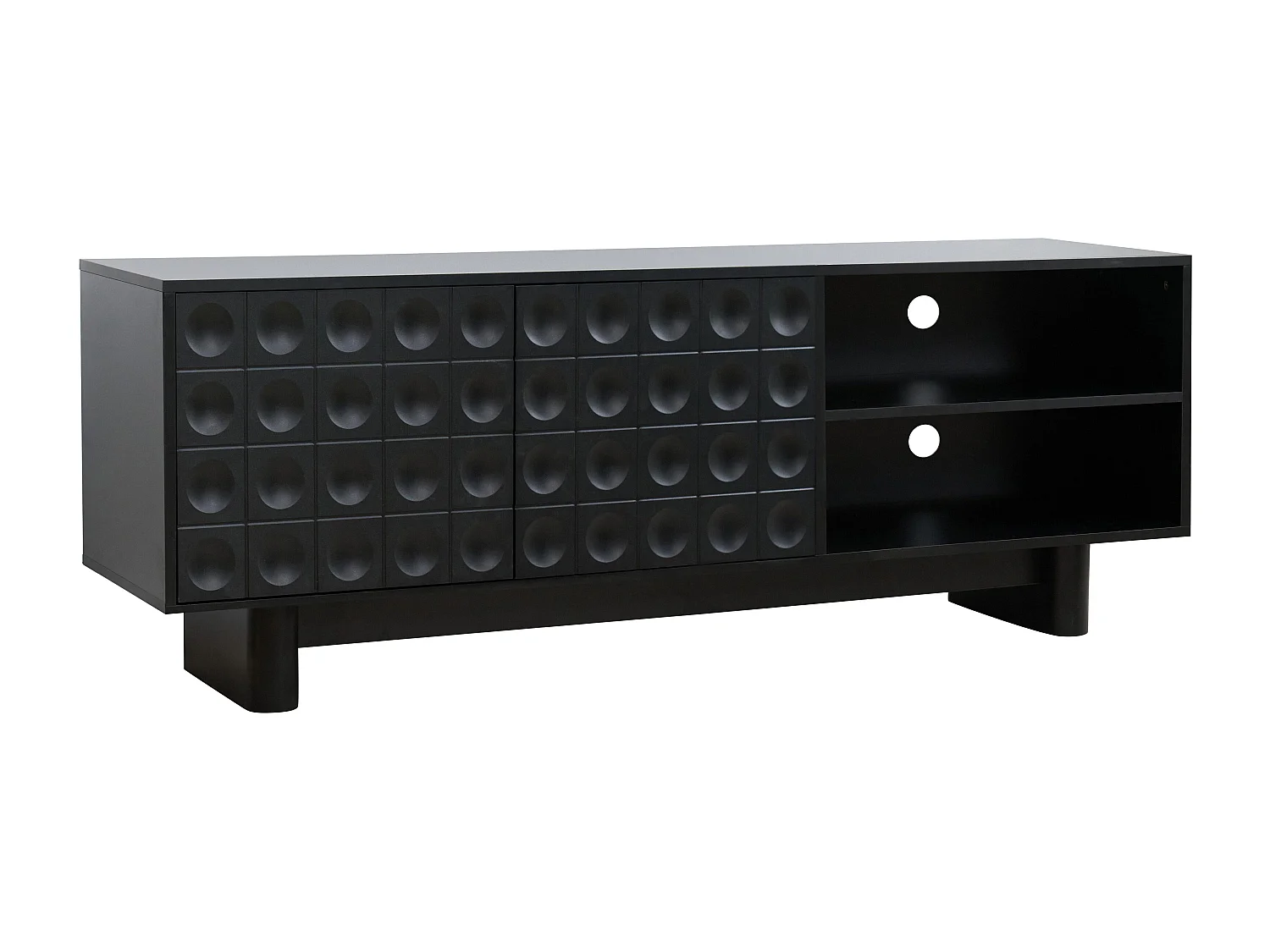 Meuble TV rectangulaire 2 portes L160 cm noir