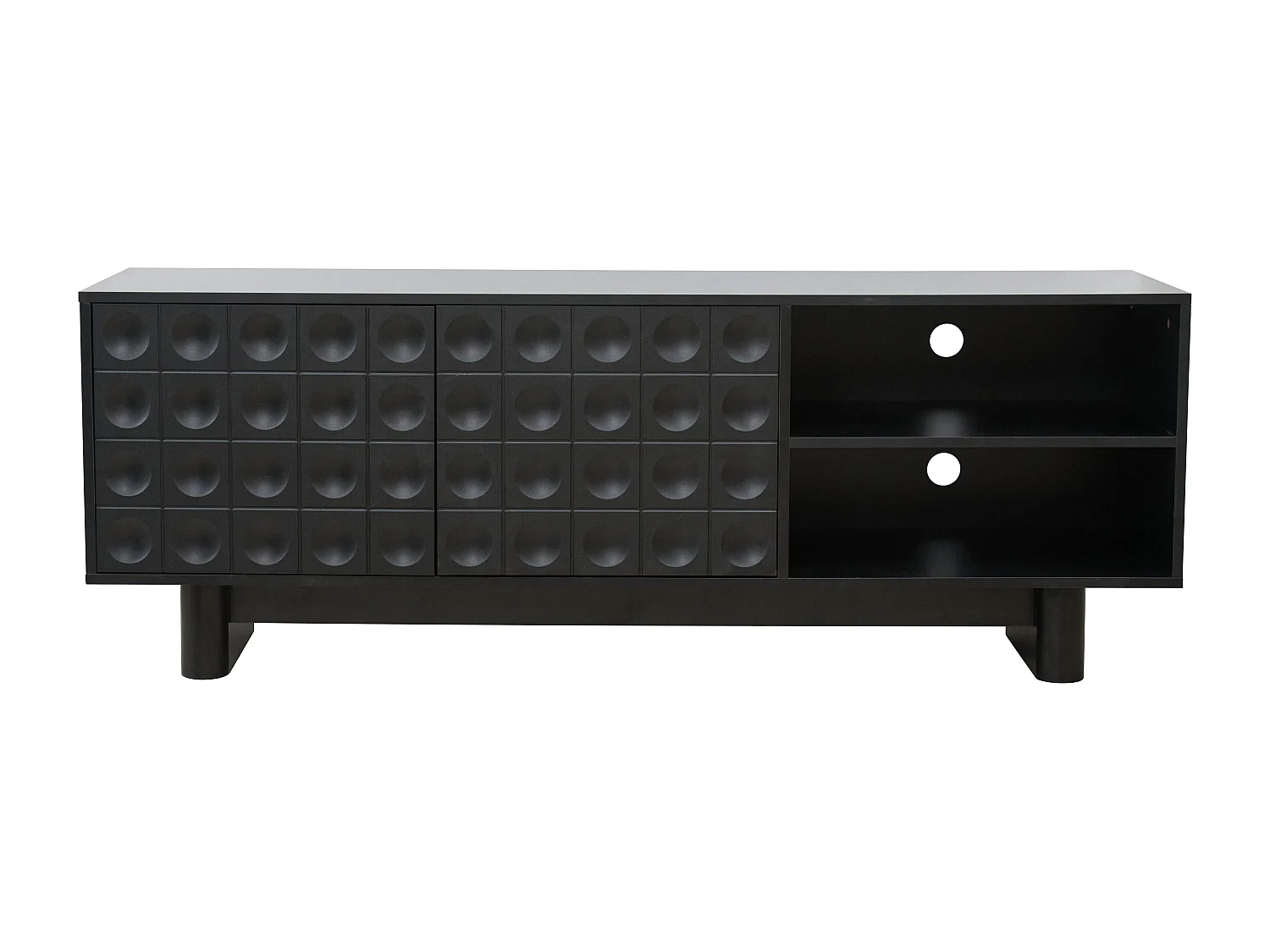 Meuble TV rectangulaire 2 portes L160 cm noir