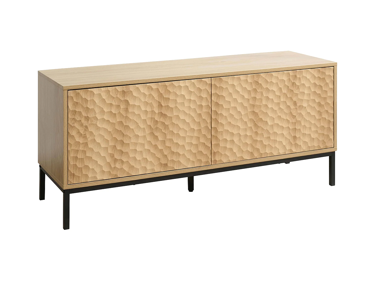 Meuble TV rectangulaire 2 portes L120 cm bois clair