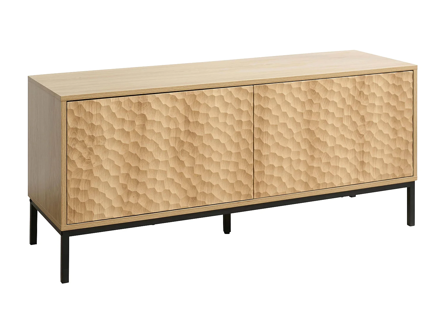 Meuble TV rectangulaire 2 portes L120 cm bois clair