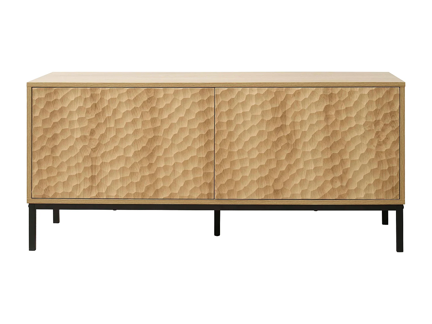 Meuble TV rectangulaire 2 portes L120 cm bois clair