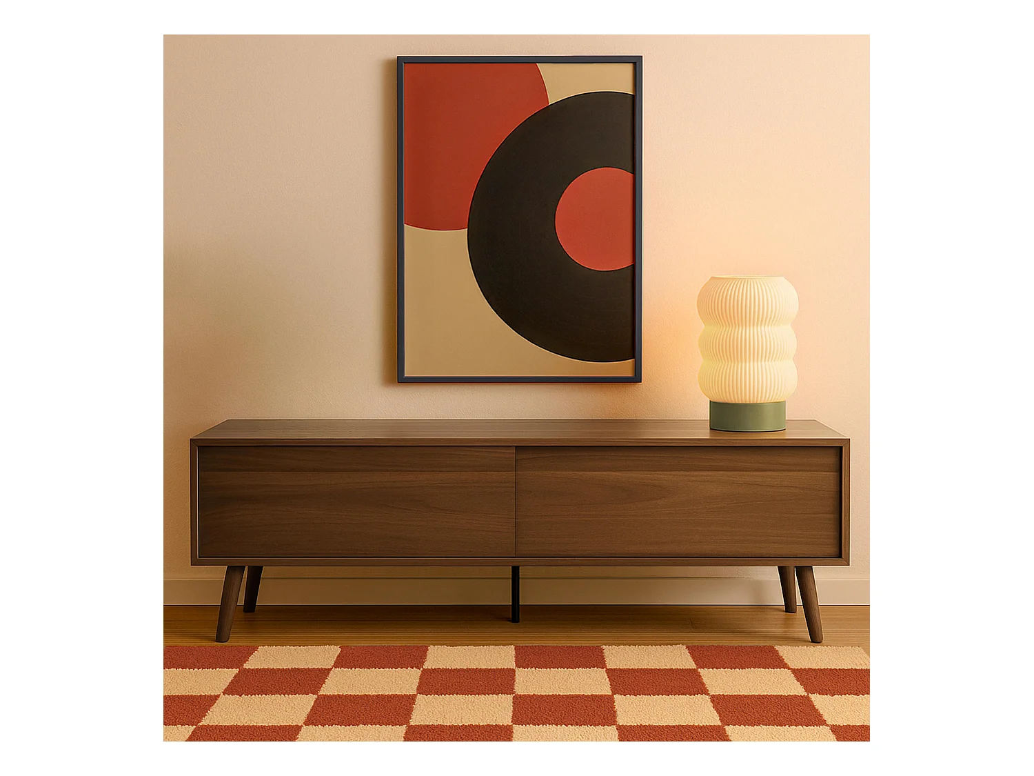 Meuble TV 1 porte rectangulaire L160 cm marron