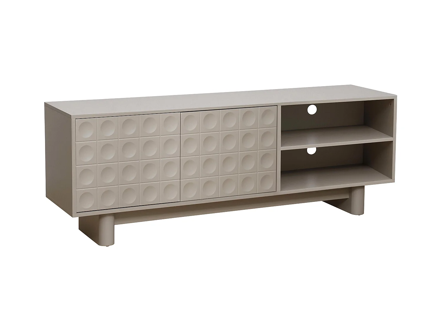 Meuble TV rectangulaire 2 portes L160 cm beige