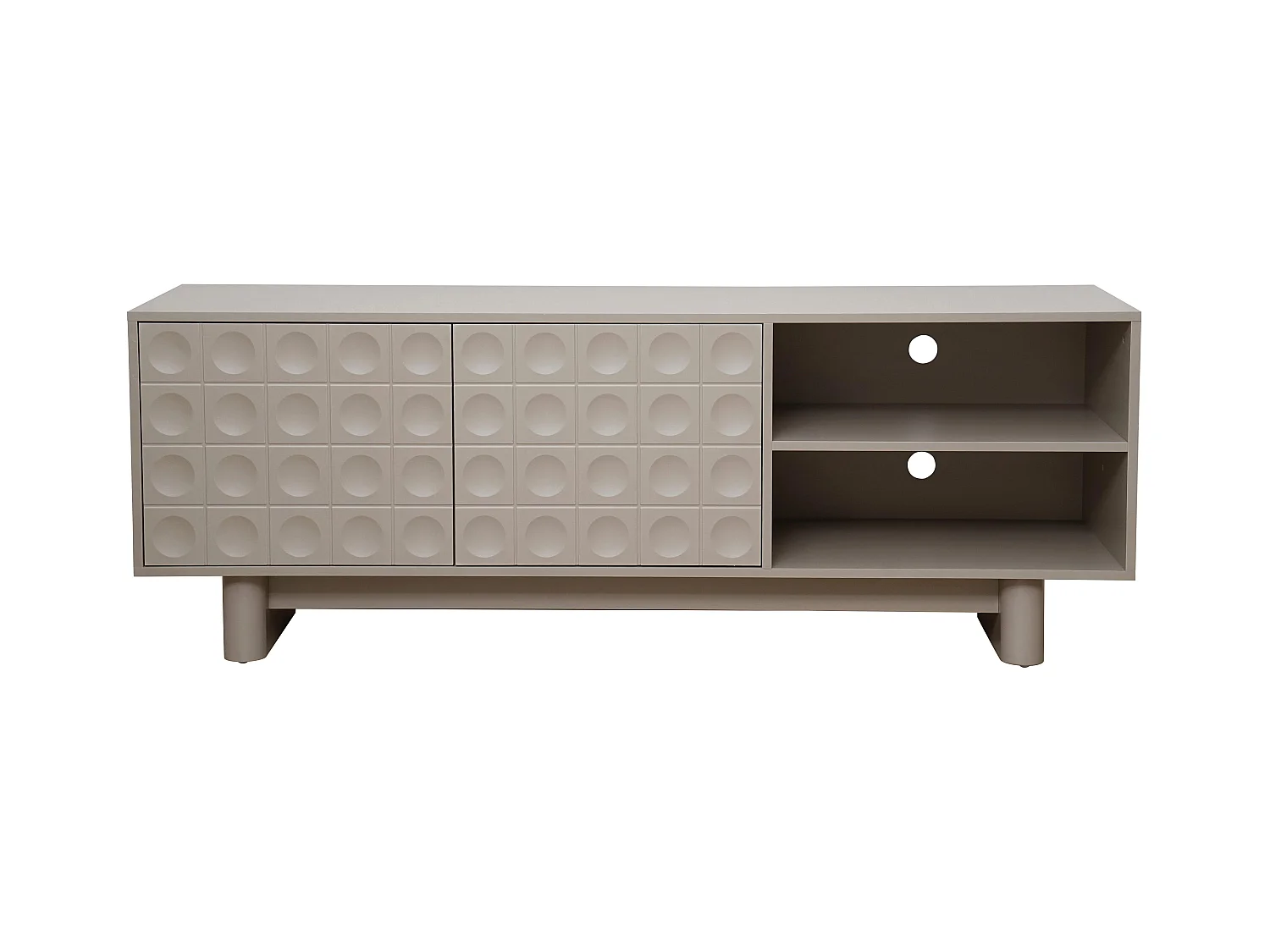 Meuble TV rectangulaire 2 portes L160 cm beige