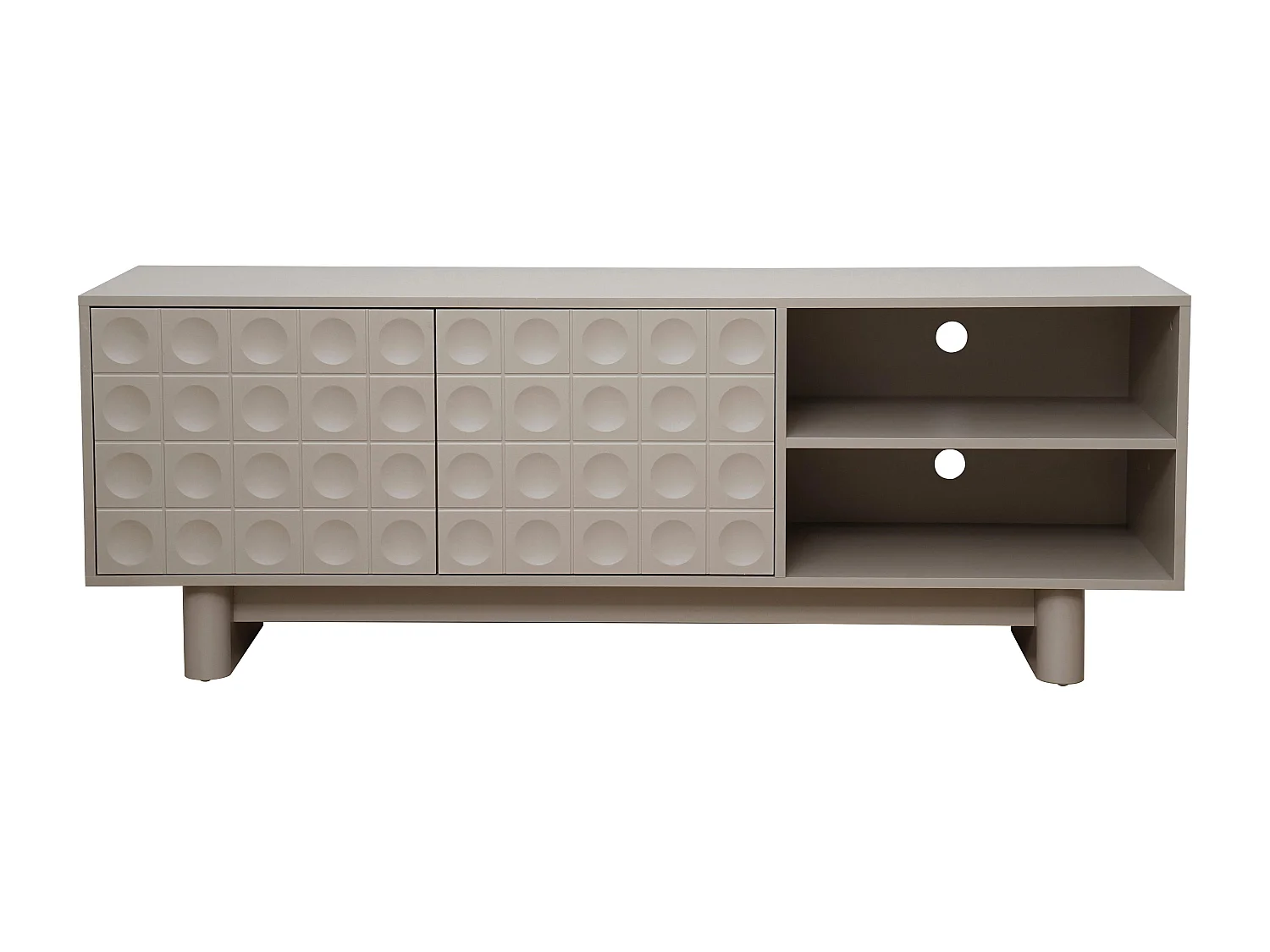 Meuble TV rectangulaire 2 portes L160 cm beige