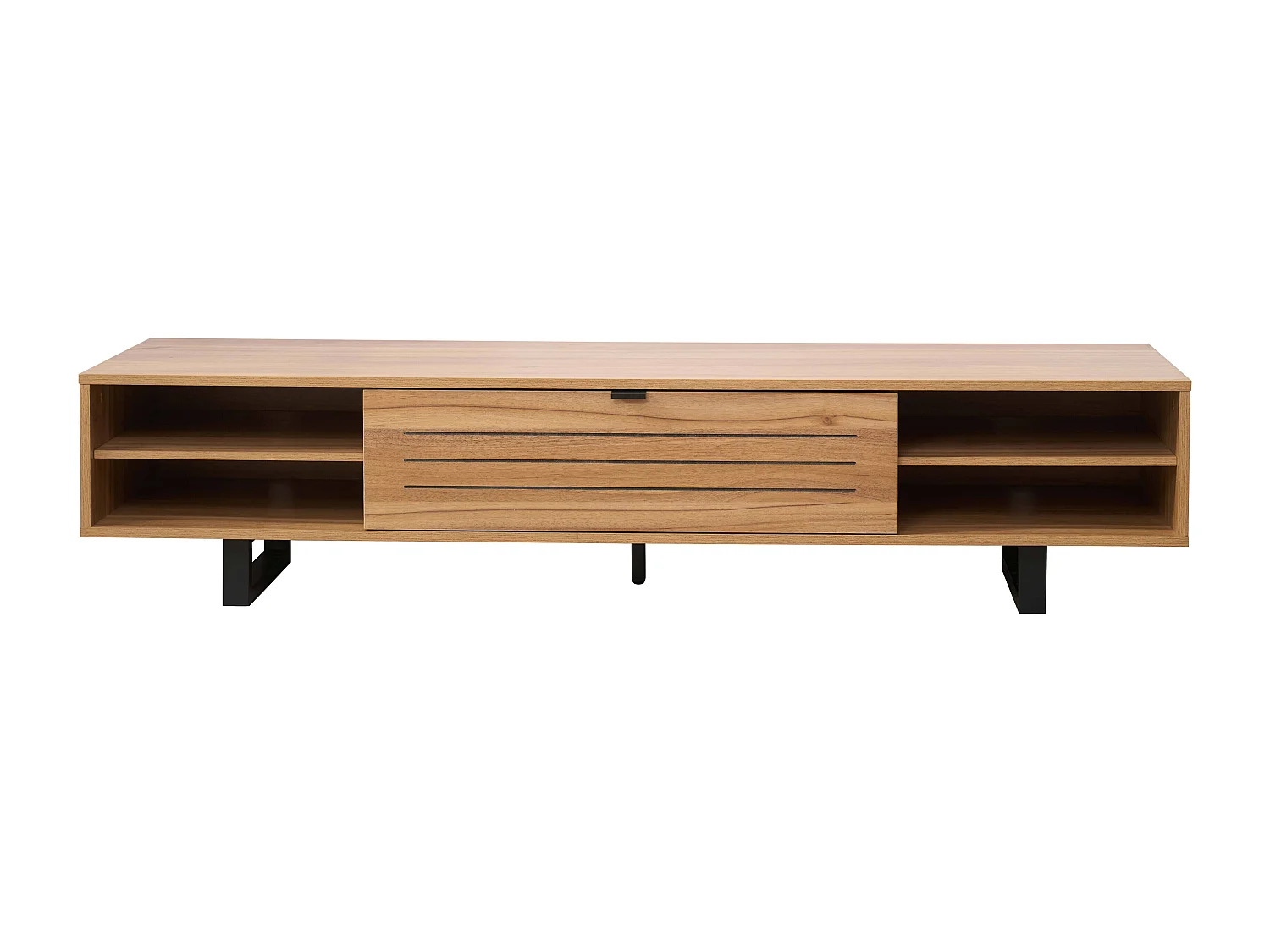 Meuble TV 2 portes rectangulaire L160 cm bois clair