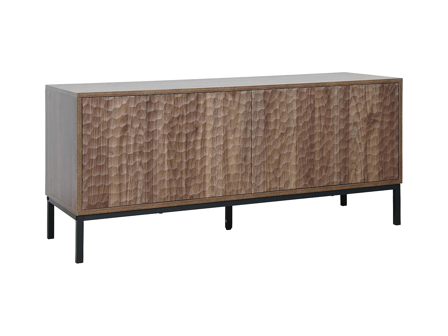 Meuble TV rectangulaire 2 portes L120 cm bois foncé