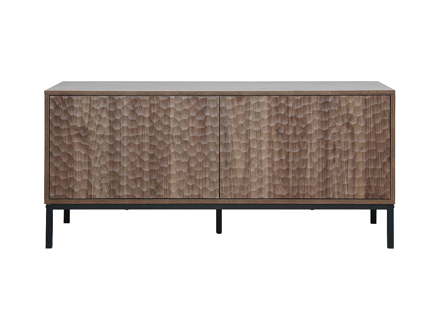 Meuble TV rectangulaire 2 portes L120 cm bois foncé