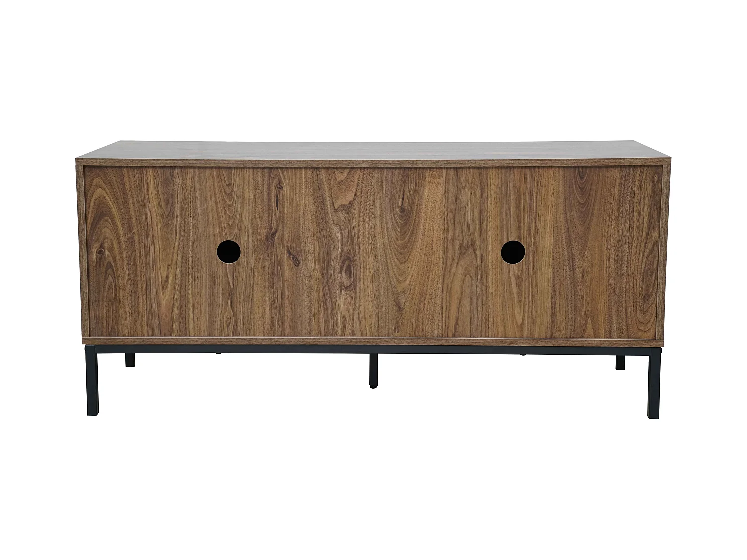 Meuble TV rectangulaire 2 portes L120 cm bois foncé