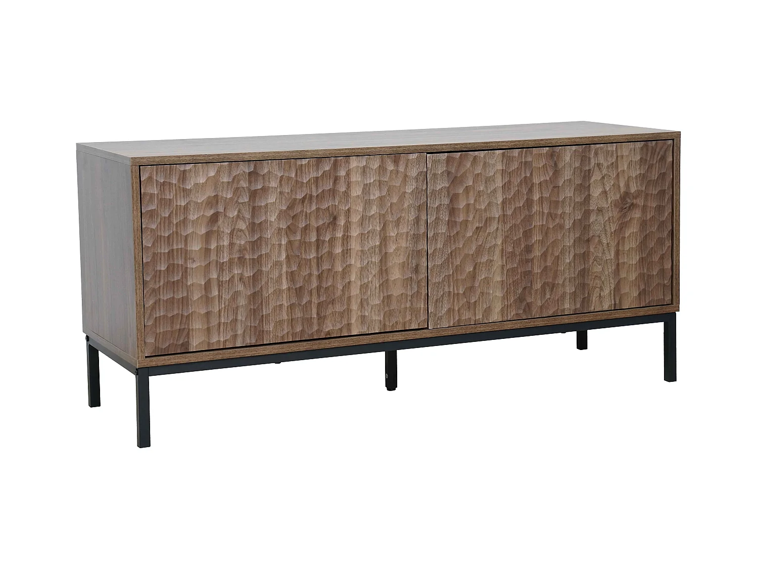 Meuble TV rectangulaire 2 portes L120 cm bois foncé