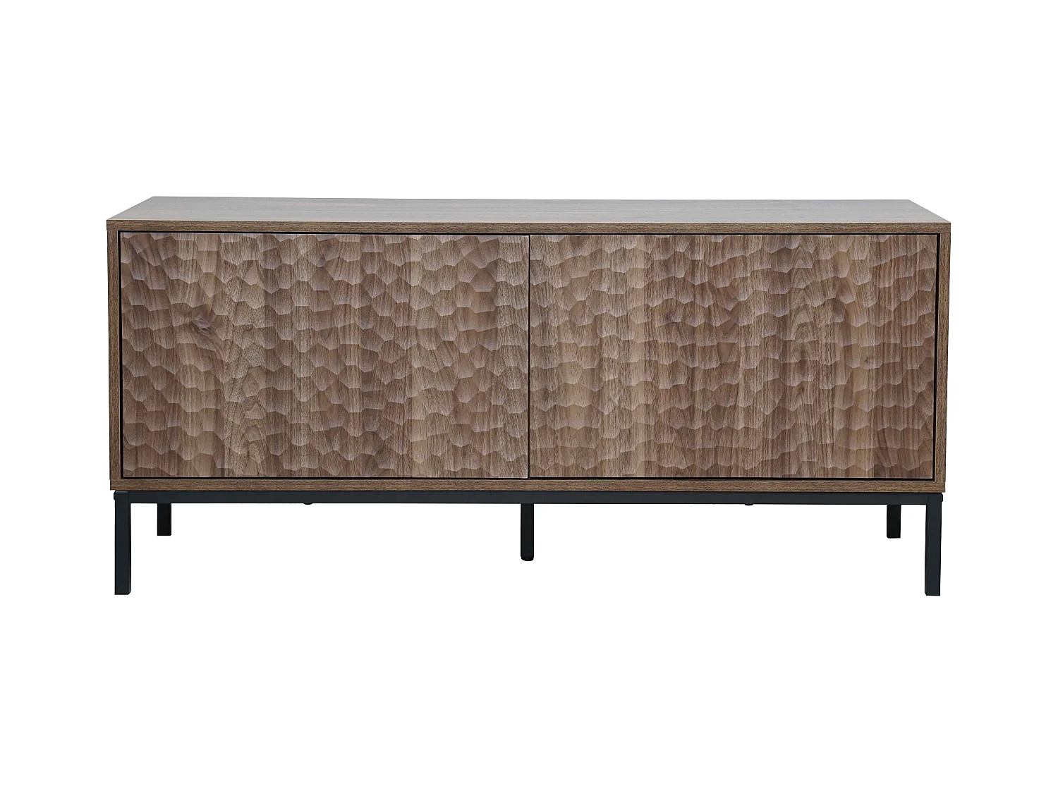 Meuble TV rectangulaire 2 portes L120 cm bois foncé