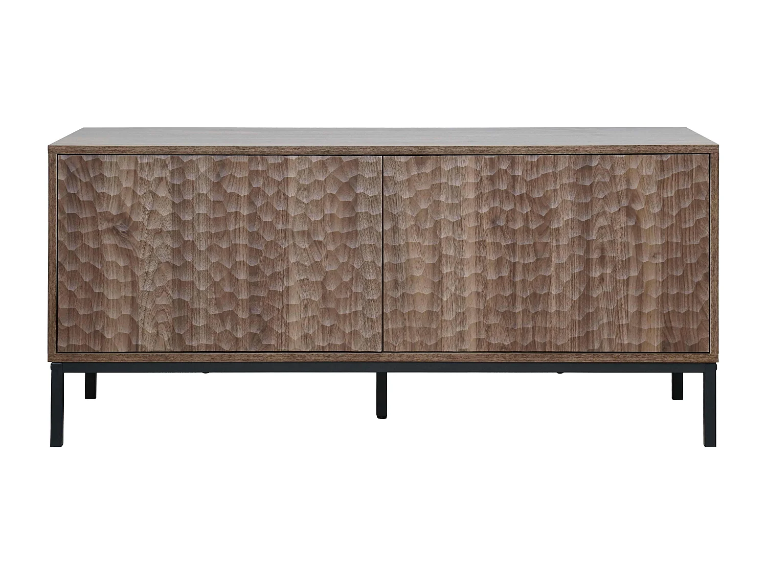 Meuble TV rectangulaire 2 portes L120 cm bois foncé