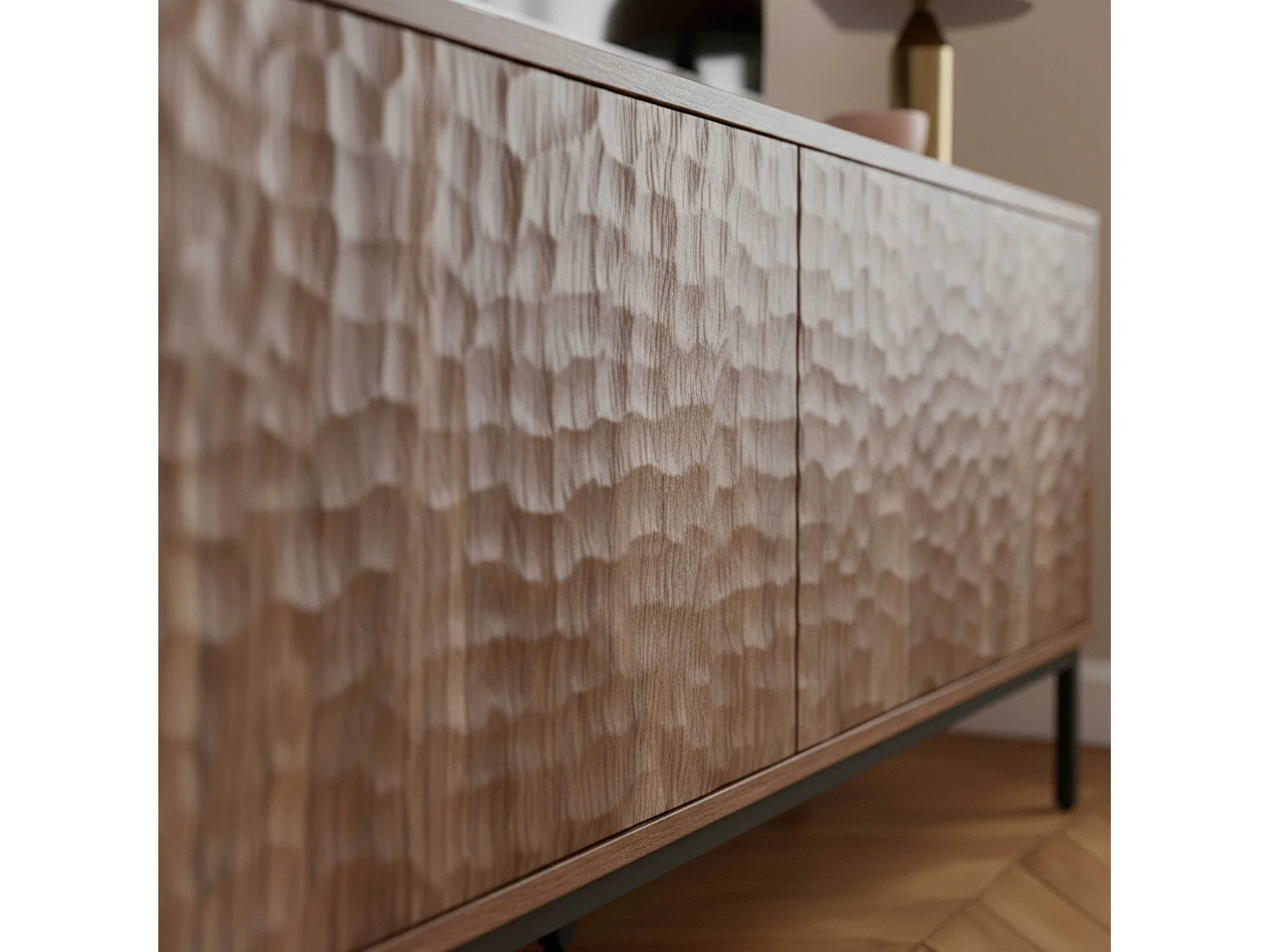 Meuble TV rectangulaire 2 portes L120 cm bois foncé