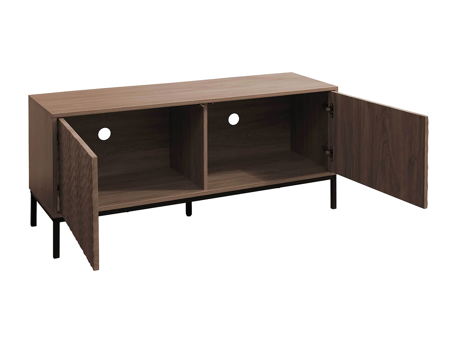 Meuble TV rectangulaire 2 portes L120 cm bois foncé