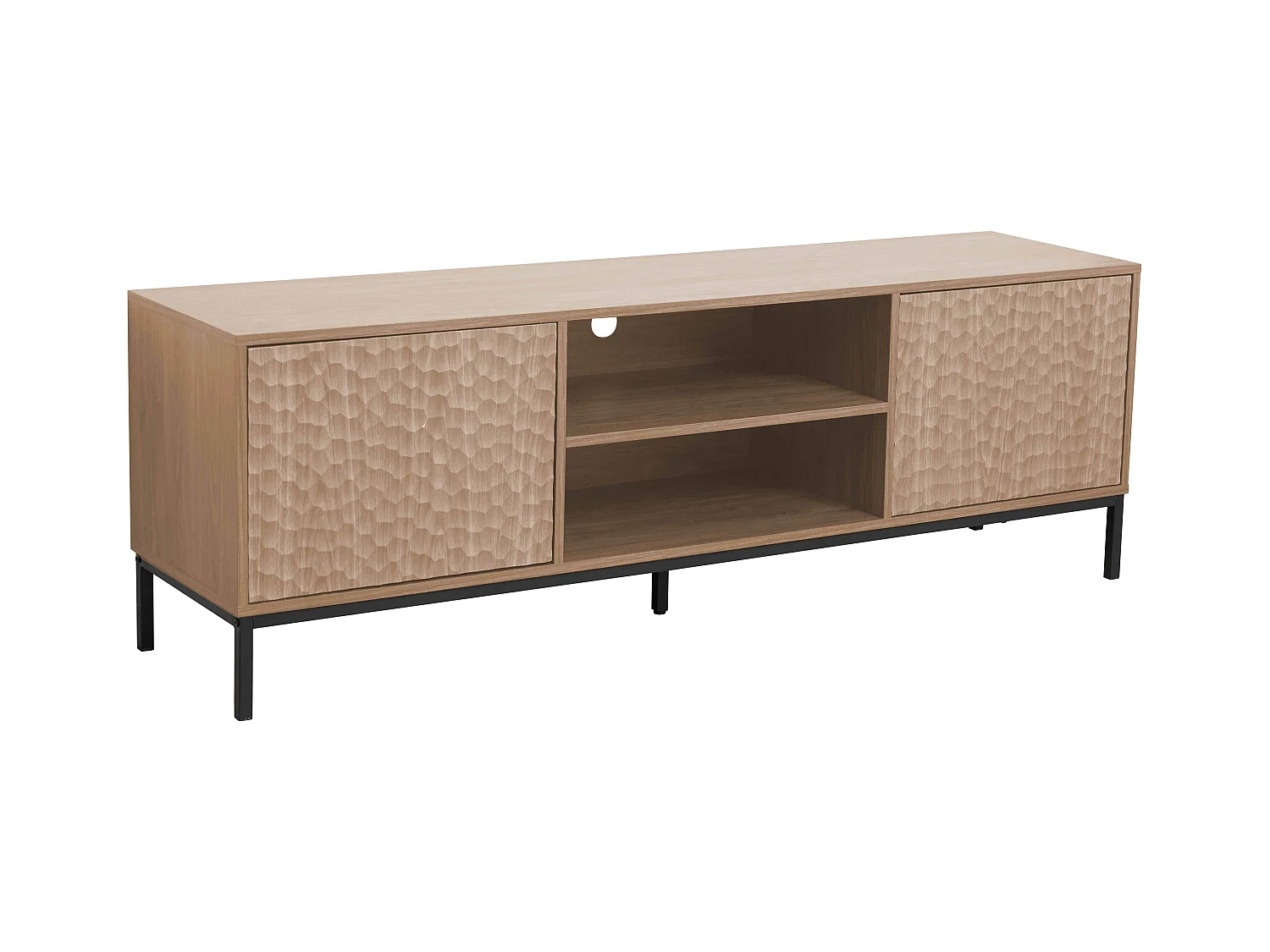 Rechthoekige tv-kast met 2 deuren, L160 cm, licht hout