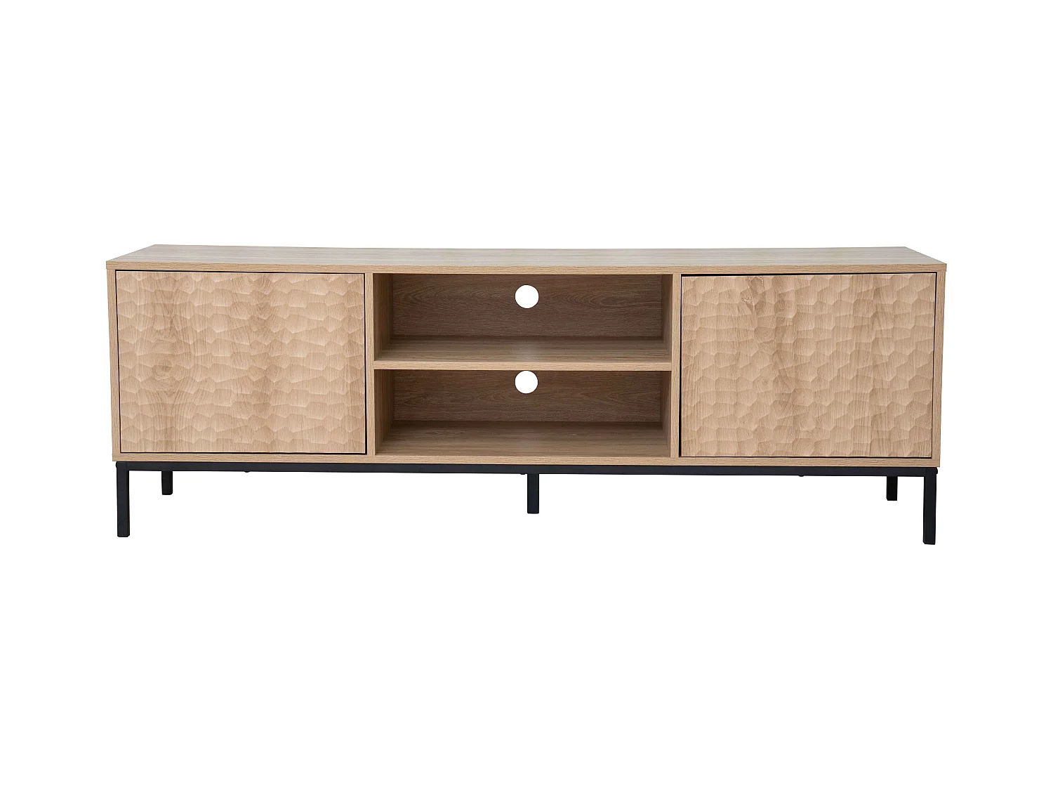 Meuble TV rectangulaire 2 portes L160 cm bois clair