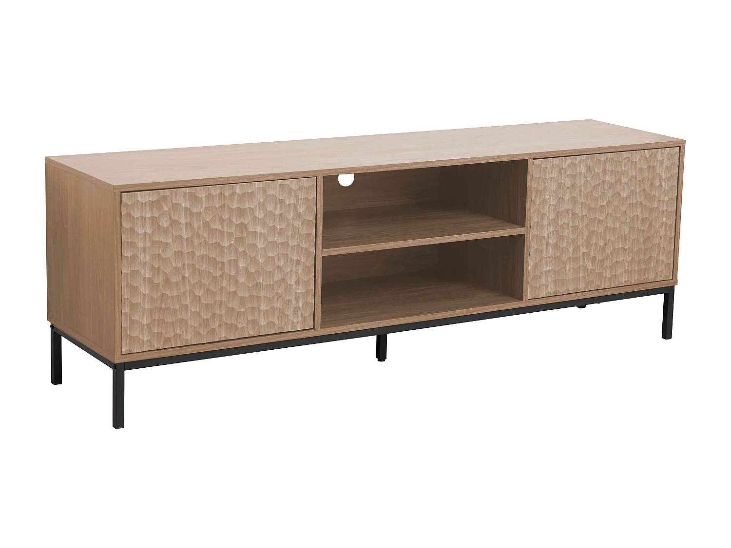 Meuble TV rectangulaire 2 portes L160 cm bois clair