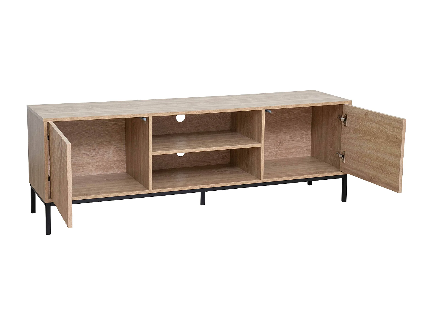 Meuble TV rectangulaire 2 portes L160 cm bois clair