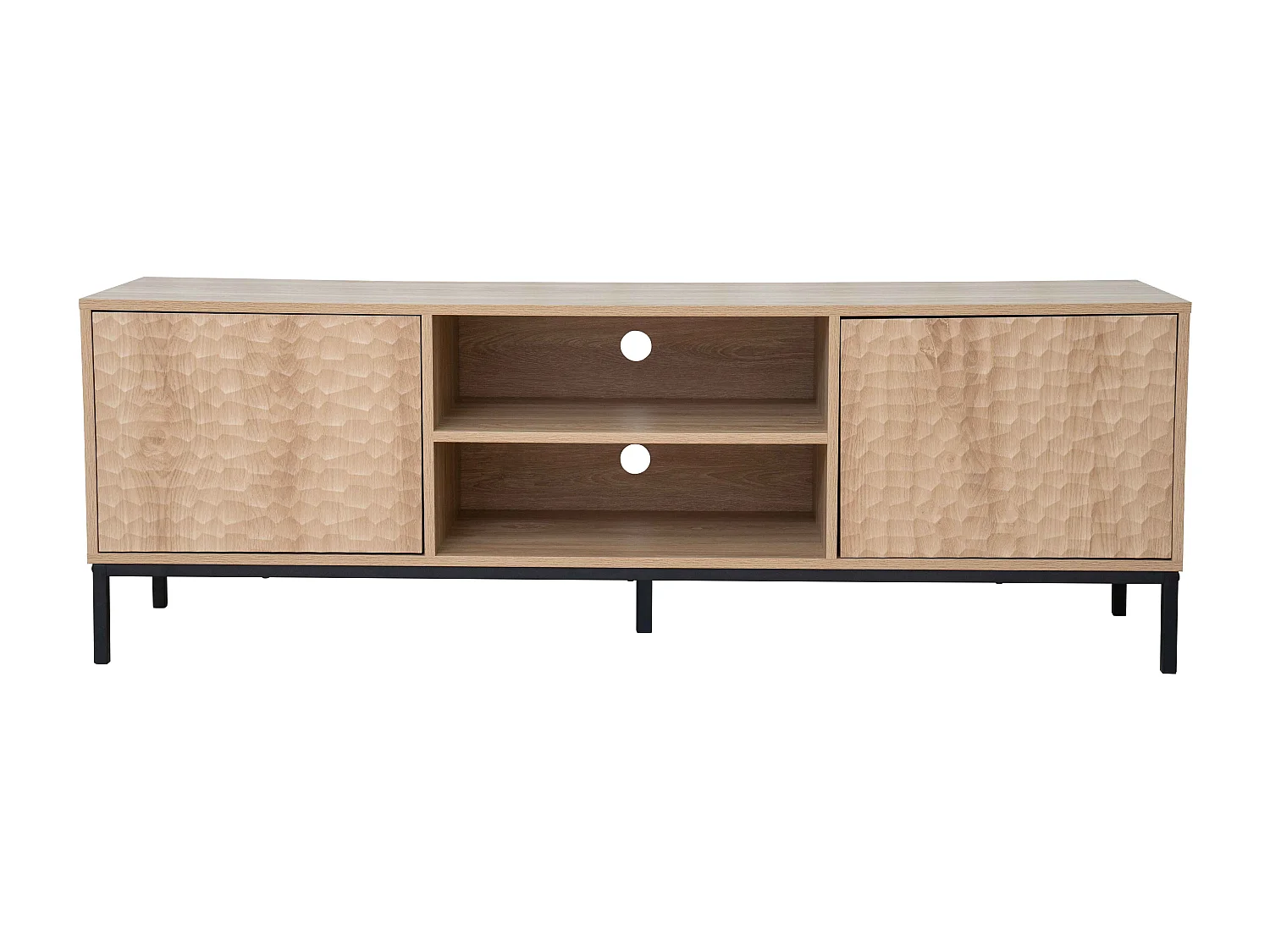 Meuble TV rectangulaire 2 portes L160 cm bois clair