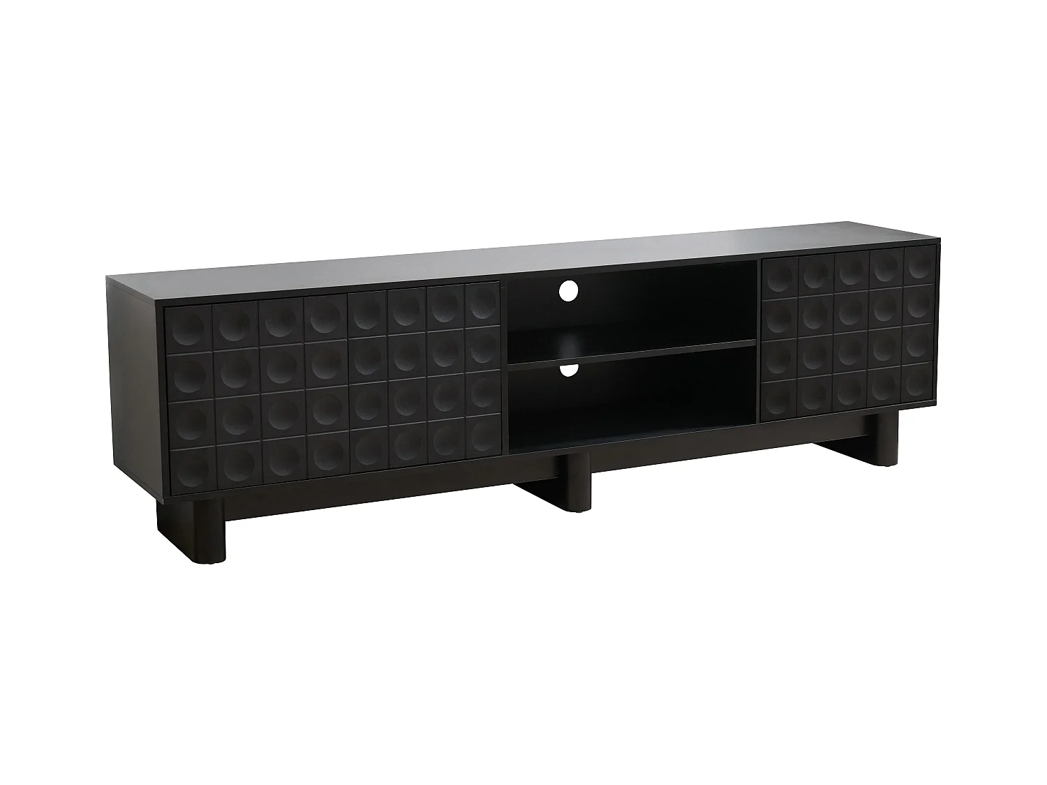 Meuble TV rectangulaire 3 portes L200 cm noir