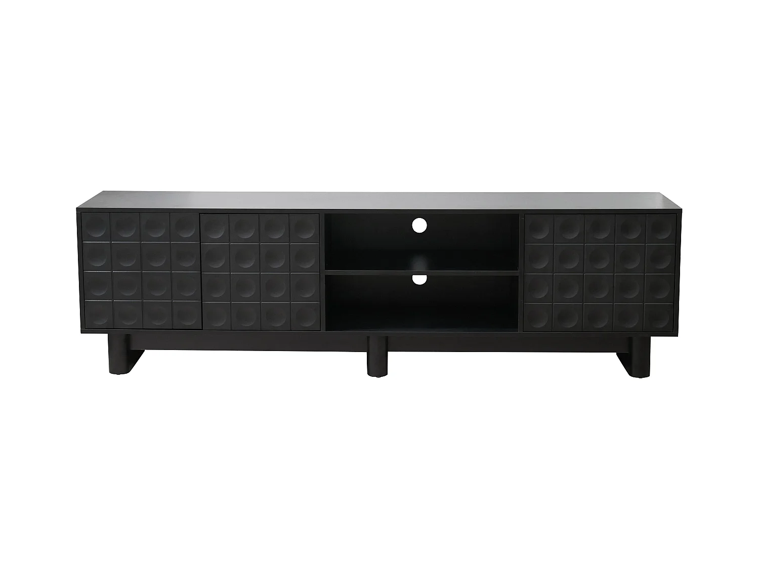 Meuble TV rectangulaire 3 portes L200 cm noir