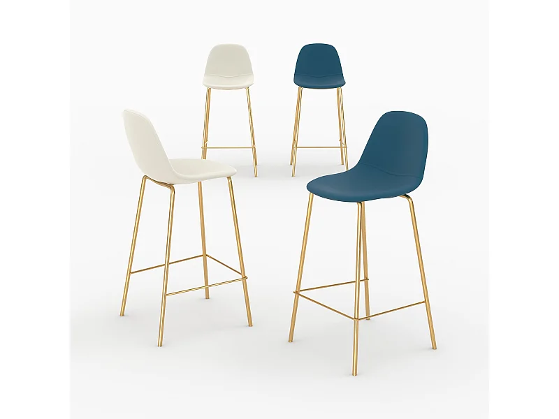 Set di 4 sedie per isola centrale bianche e blu 65 cm - Henrik