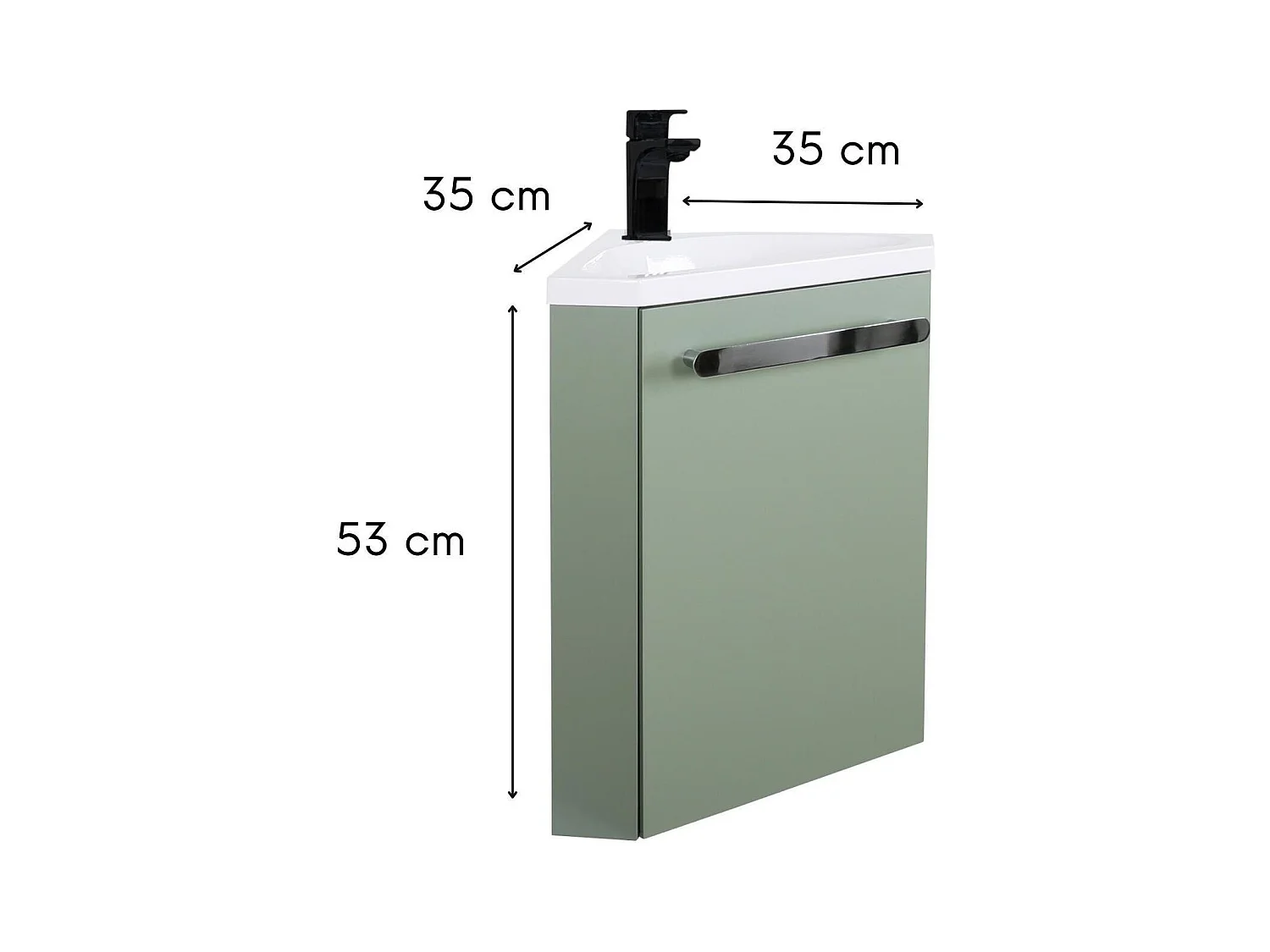 Ensemble lave-mains d'angle suspendu avec robinet noir