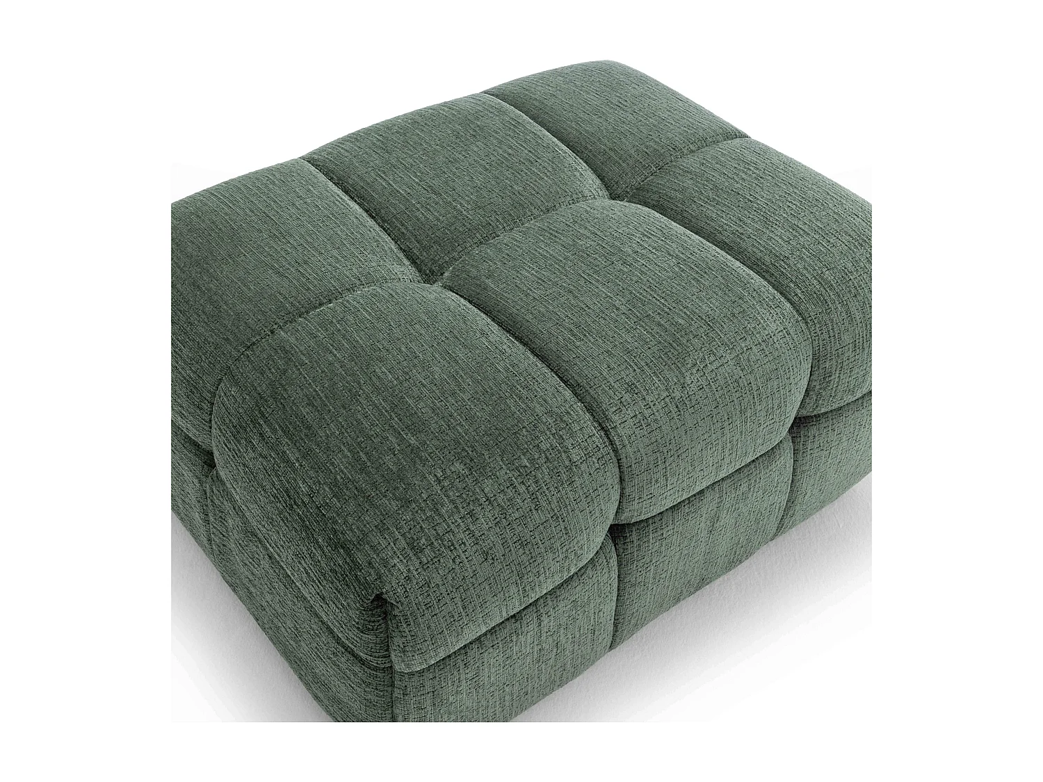 Pouf en bois et polyester effet mattelassé vert