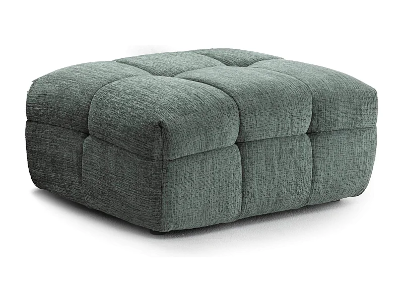 Poef van hout en groen gewatteerd polyester