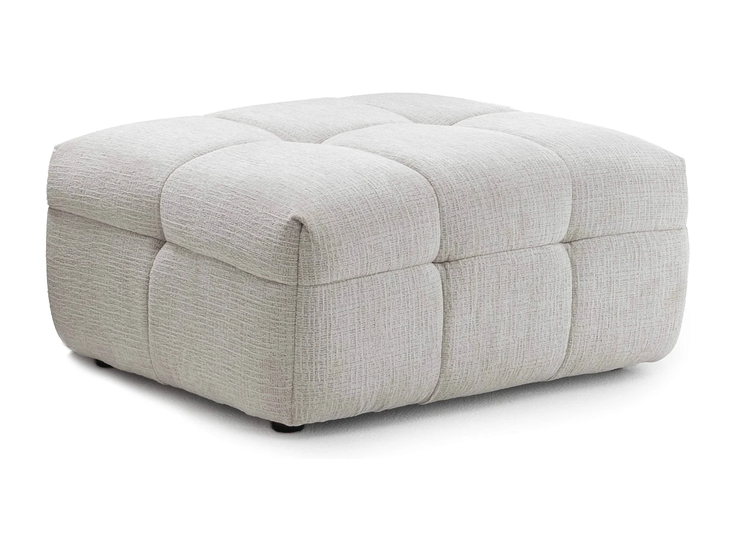 Pouf en bois et polyester effet mattelassé écru