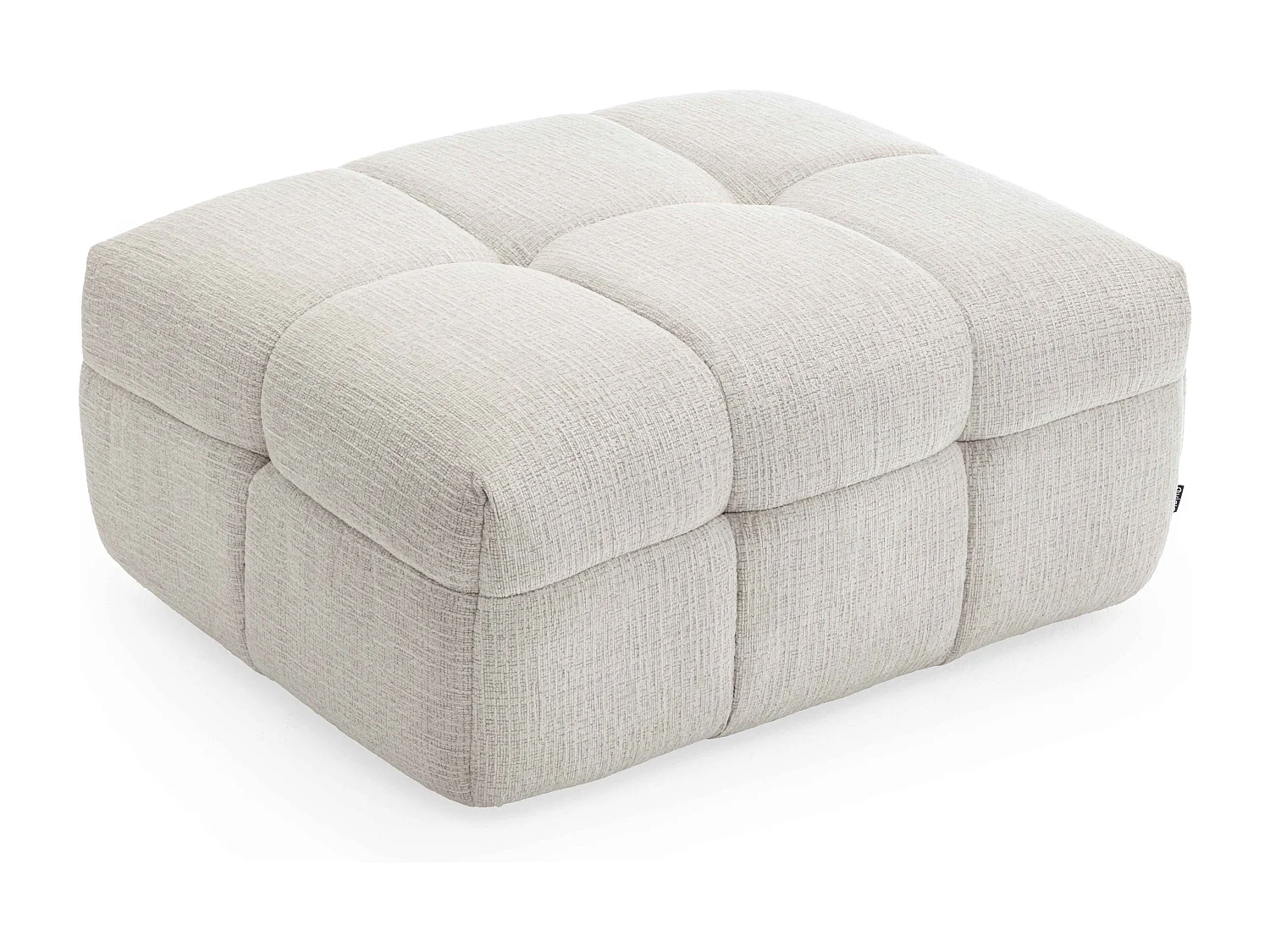 Pouf en bois et polyester effet mattelassé écru