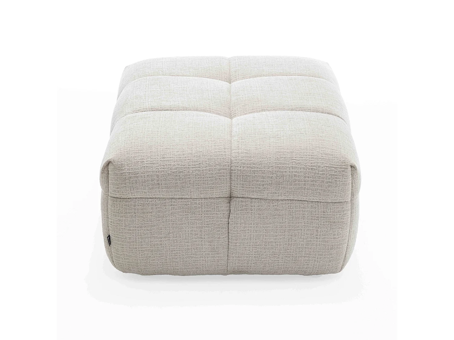 Pouf en bois et polyester effet mattelassé écru