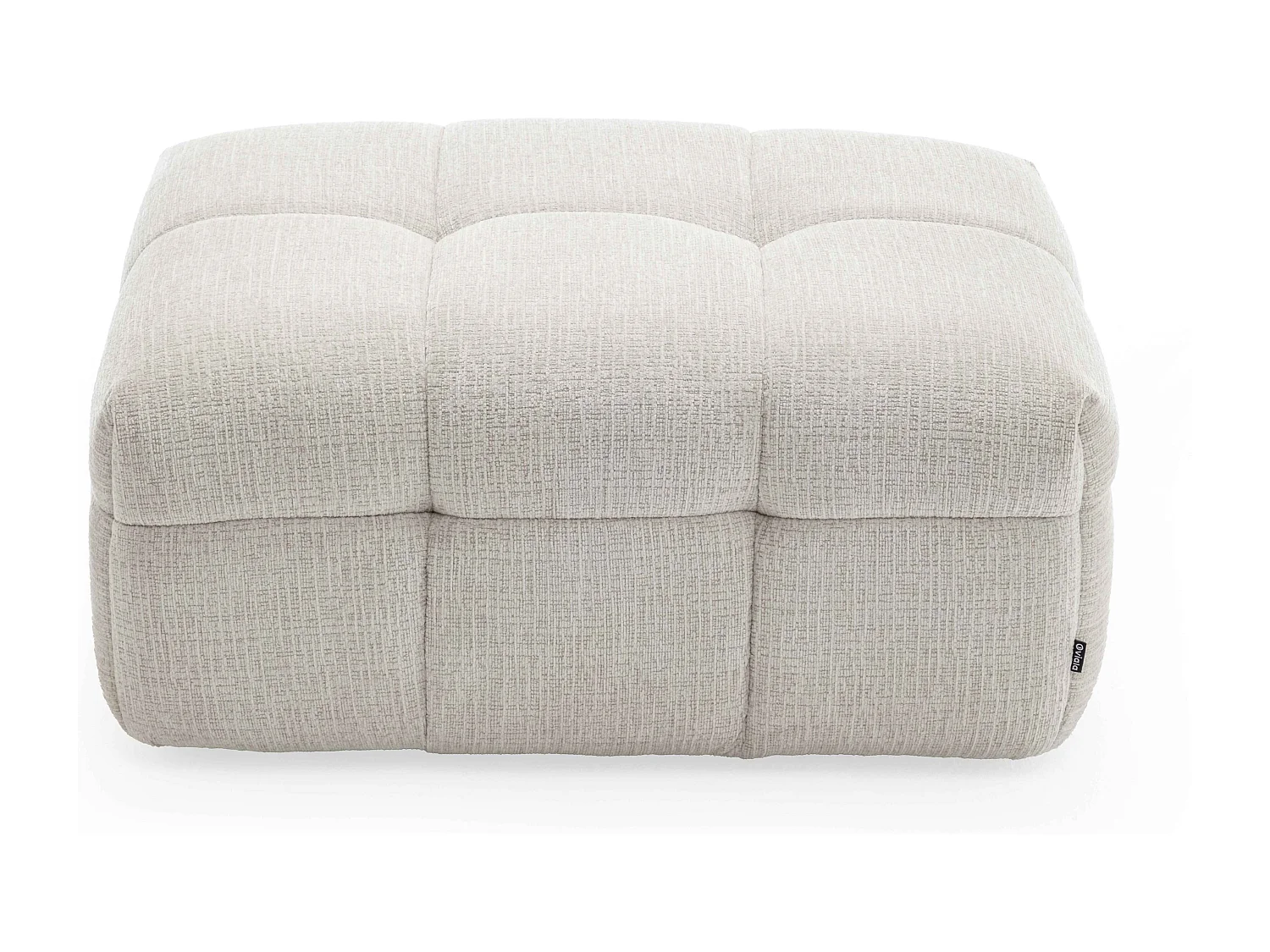 Pouf en bois et polyester effet mattelassé écru