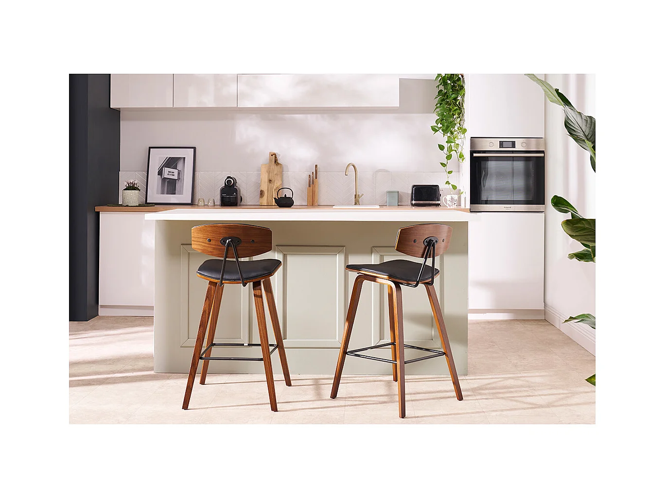 Sgabelli da bar design marrone e legno chiaro H69 cm (set di 2) VASCO