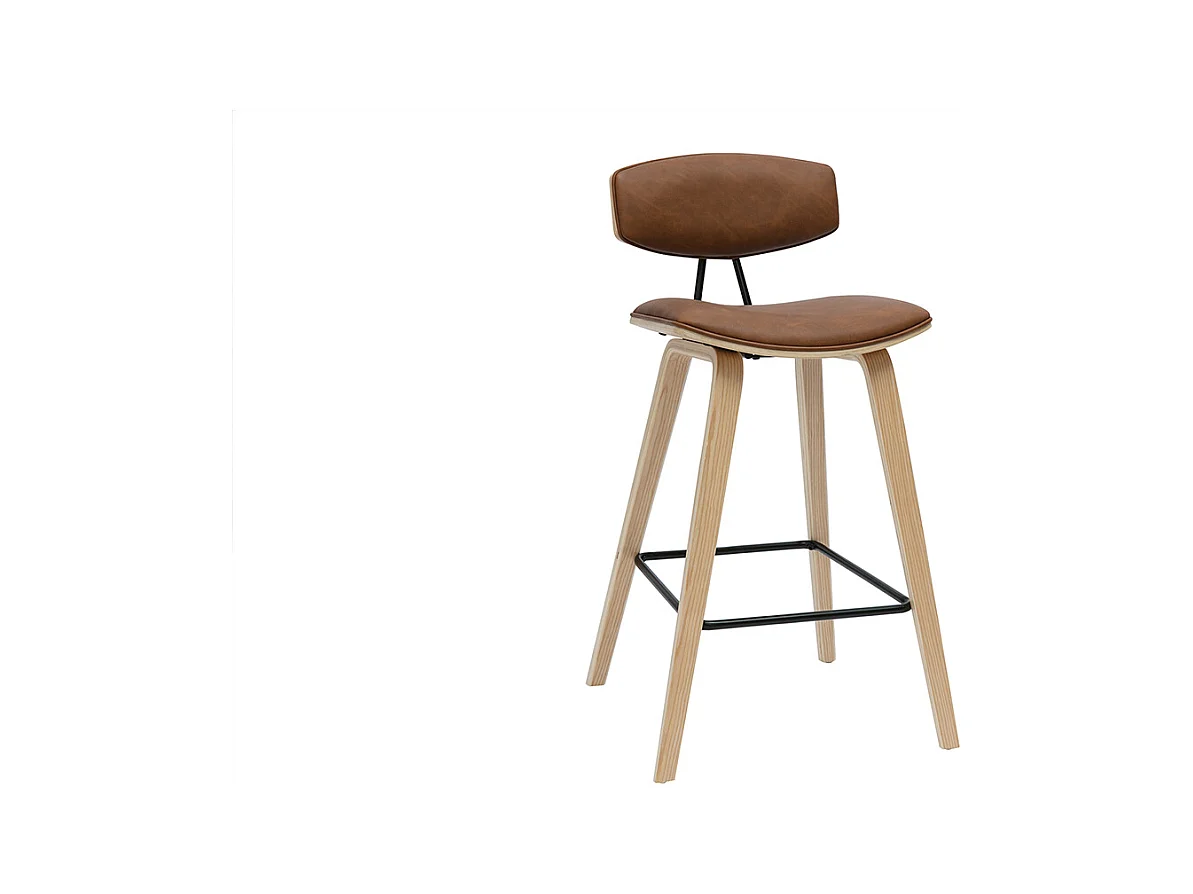 Sgabelli da bar design marrone e legno chiaro H69 cm (set di 2) VASCO