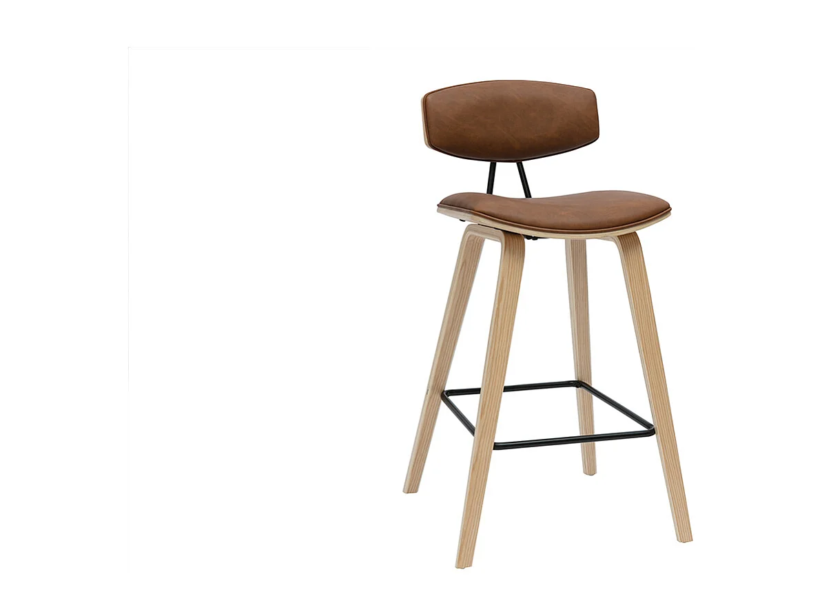 Braune und helle Holzdesign-Barhocker H69 cm (Set von 2) VASCO