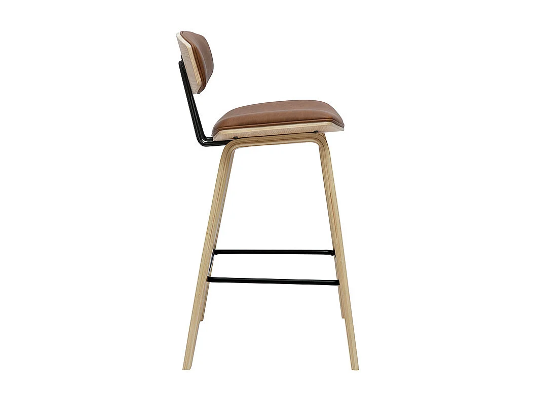 Braune und helle Holzdesign-Barhocker H69 cm (Set von 2) VASCO